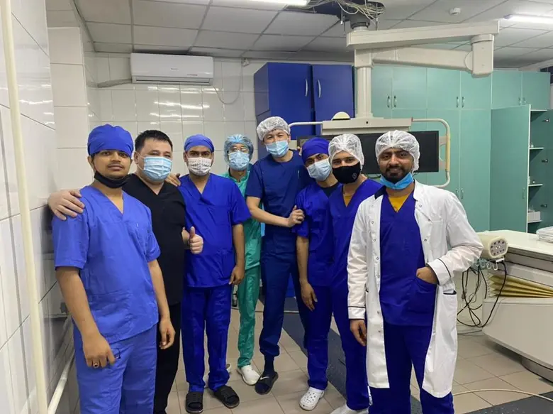 Caspian International School of Medicine students during clinical training in Almaty